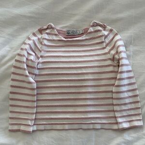 Petit Bateau Pink and White Striped Top